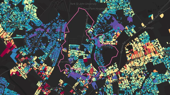House price heatmap showing property values across York