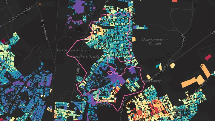 House price heatmap showing property values across York