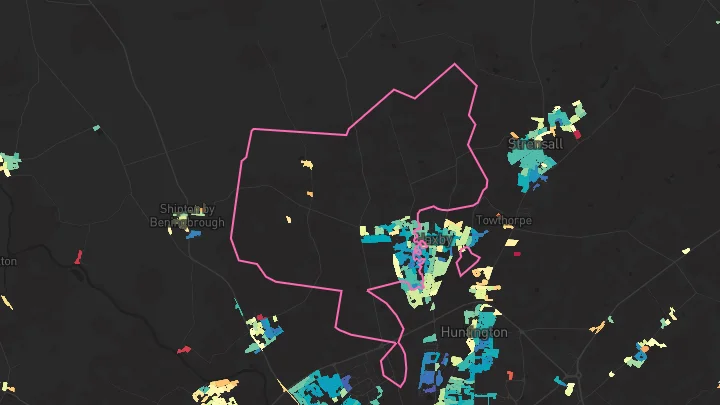 House price heatmap showing property values across Wigginton