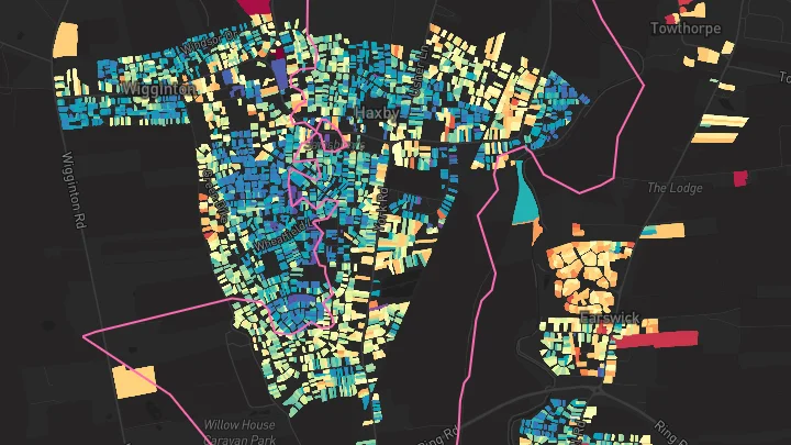 House price heatmap showing property values across Haxby