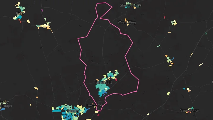 House price heatmap showing property values across Strensall