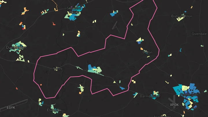 House price heatmap showing property values across Wilberfoss