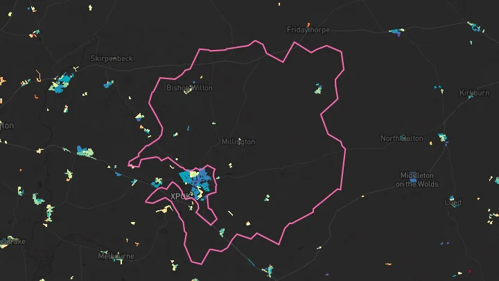 House price heatmap showing property values across Pocklington