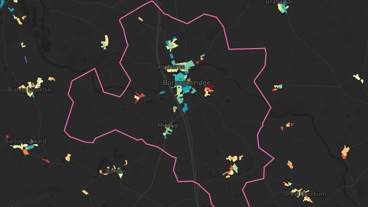 House price heatmap showing property values across Boroughbridge