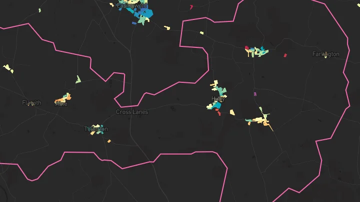 House price heatmap showing property values across Huby