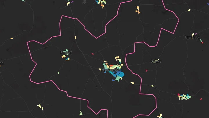 House price heatmap showing property values across Easingwold