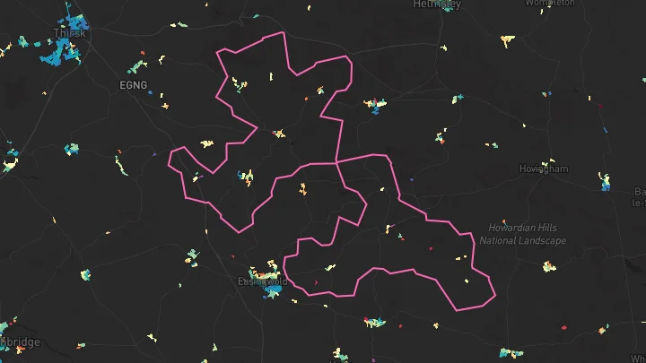 House price heatmap showing property values across Husthwaite