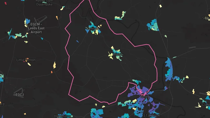 House price heatmap showing property values across Cawood