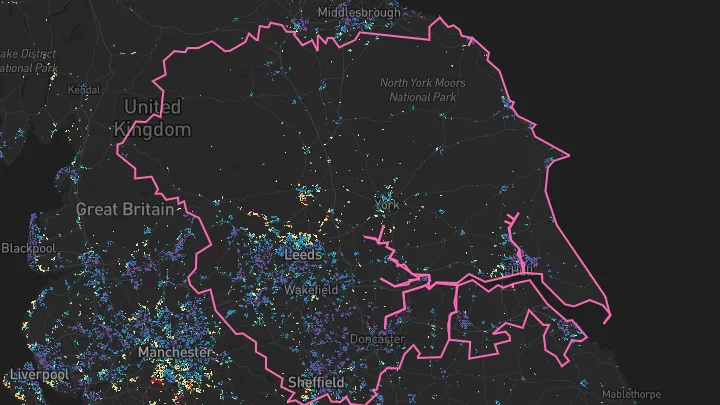 House price heatmap showing property values across Yorkshire and The Humber